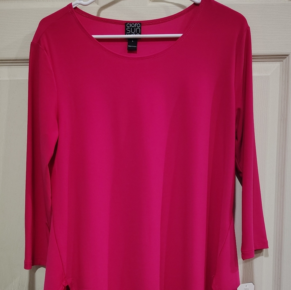 Nwt!! Clara Sun Woo Top 3/4 Sleeve. Size Large
